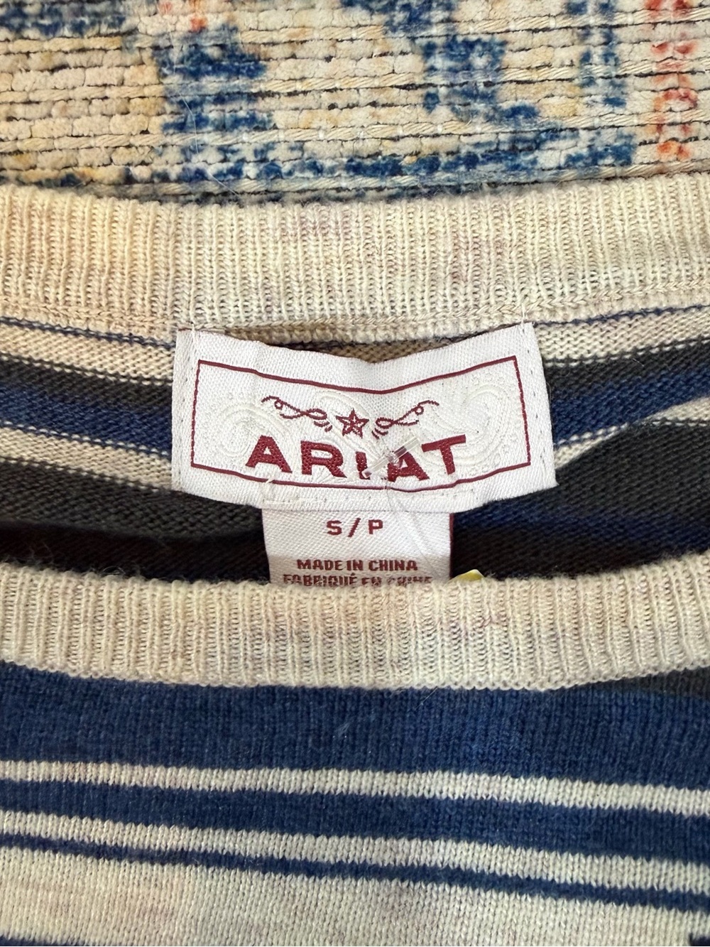 ARIAT Stars and Stripes Knit Top Sweater Red White Blue Patriotic 4th of July S - Picture 6 of 9